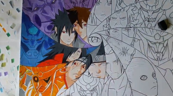 宇智波一族怎么画，宇智波一族的铅笔画